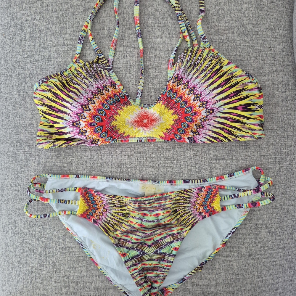 SOLD🚫Pilyq Multicolor Kaleidoscope Strappy Bikini Set